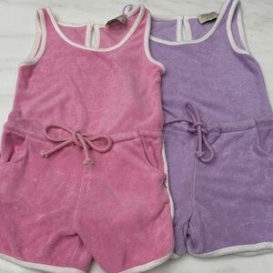 Pink Lily Kids 4T Pink and Purple Terry Cloth Rompers. Like new